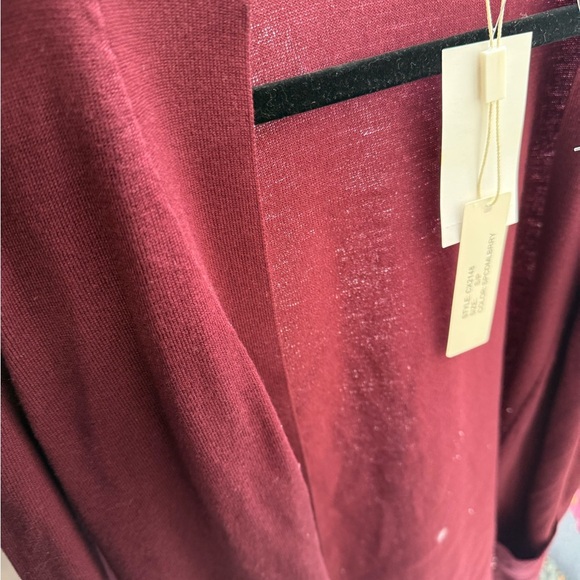 NEW Pointelle Women's Sz S Burgundy 3/4 length Cardigan Sweater Jacket - Picture 10 of 11